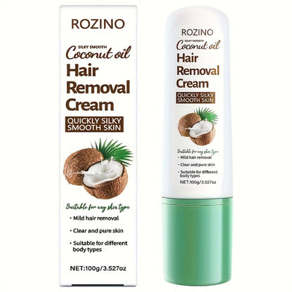 Hair Removal Cream ROZINO 100g Coconut and Squalane Tube with Carton for External Body Grooming