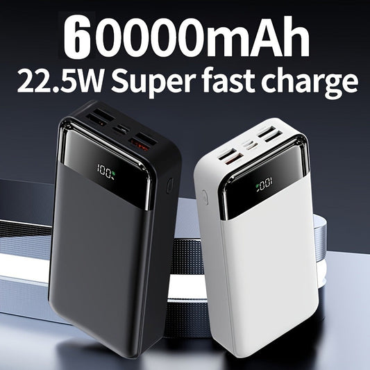 Power Bank 60000mAh 22.5W with Multi-Device Port Layout, LED Light and Digital Display in Three Colors