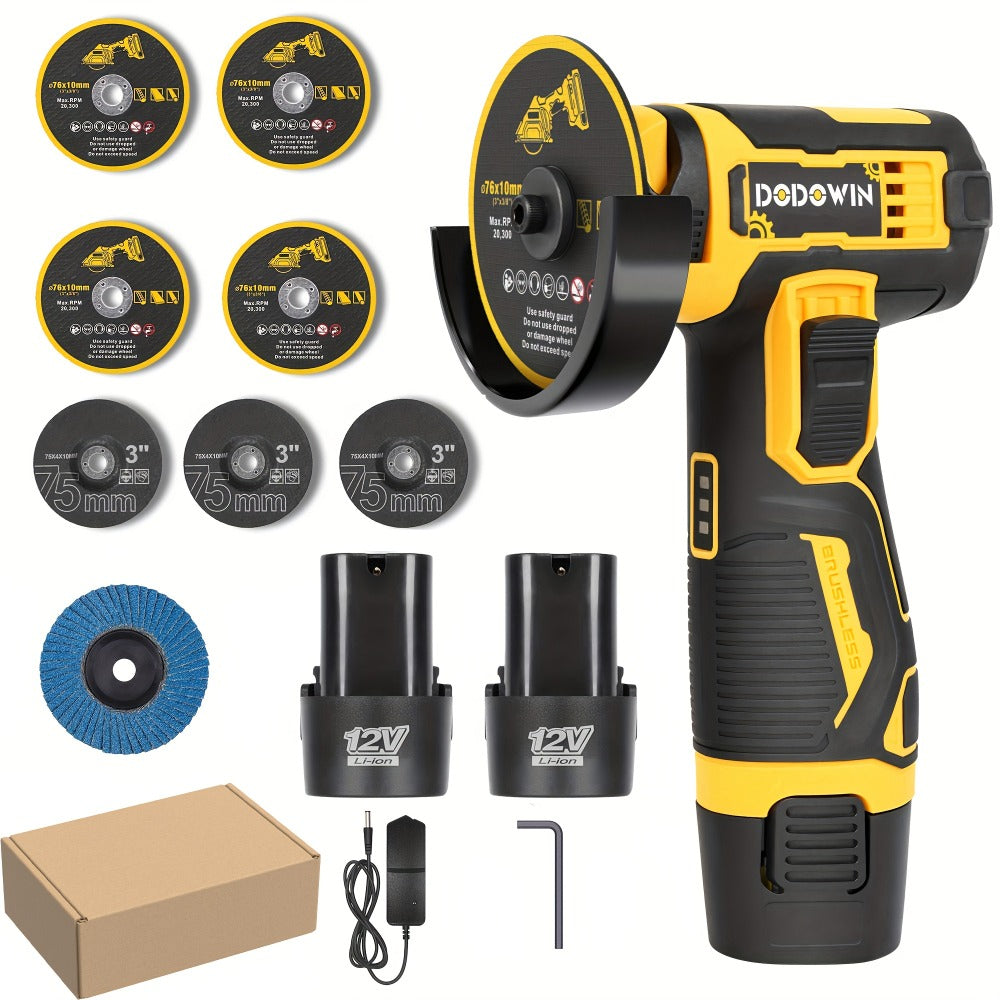 Power Tools DODOWIN 12V Mini Cordless Angle Grinder with 19,500 and 5,000 RPM Modes and Battery Options