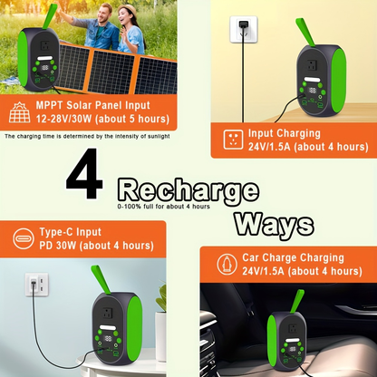 Solar Generator 120W LiFePO4 Battery 99.84Wh Portable Power Station with 30W Foldable Solar Panel AC DC USB Type-C for Camping Hiking Emergency CPAP Laptop