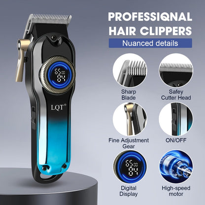 Cordless Hair Clipper Set - LQT Blue Rechargeable Professional Hair Clipper with Foil Trimmer & Precision Blade, 1/2/3pcs Options, Limited Edition Combs, for Home & Salon Use, Holiday Christmas Gift