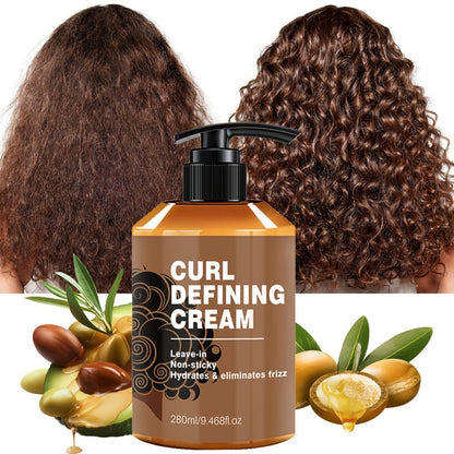 280ml Curl Defining Cream in Pump Bottle with Leave-In Styling Directions for Wavy and Curly Hair