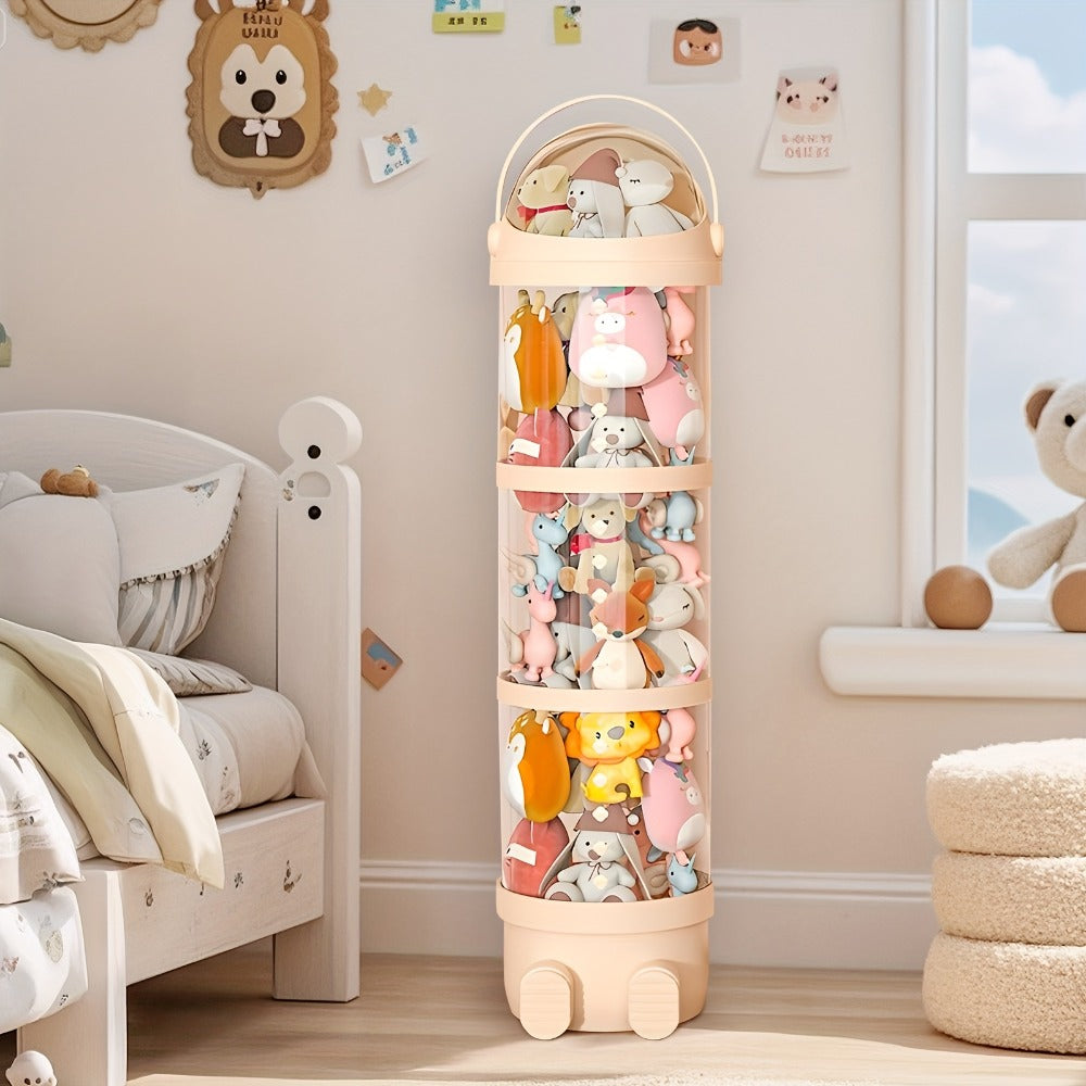 Storage Box, Bedrooms and Living Spaces, Stackable Round Stuffed Animal with Lid for Entryways