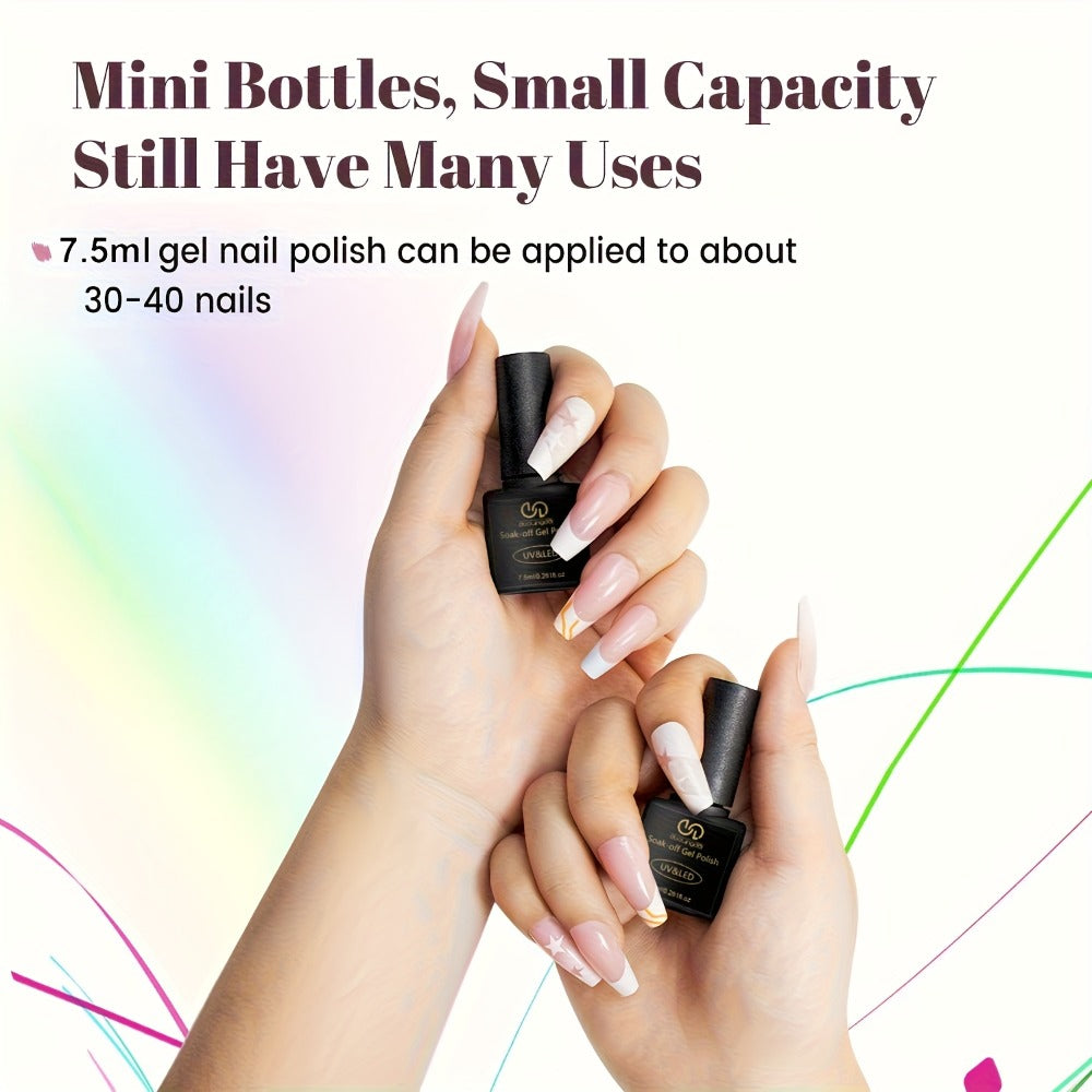 Gel Nail Polish 36-Piece Kit with 32 Colors, Base Coat and Three Top Coat Finishes for Home and Salon Use