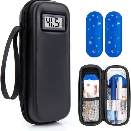 Insulin Cooler Travel Case with Temperature Display – Portable Diabetic Medication Bag with 2 TSA Approved Ice Packs for Insulin Pens, Vials & Diabetic Supplies, Keeps Insulin Cold Up to 12 Hours