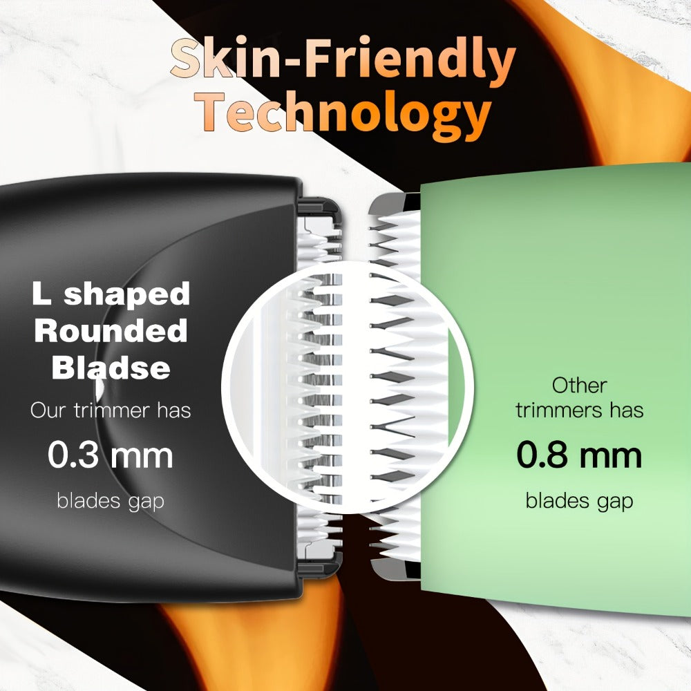 Ceramic-Blade Body Hair Trimmer with IPX7 Rating, LCD Battery Display and Black, Blue or White Housings