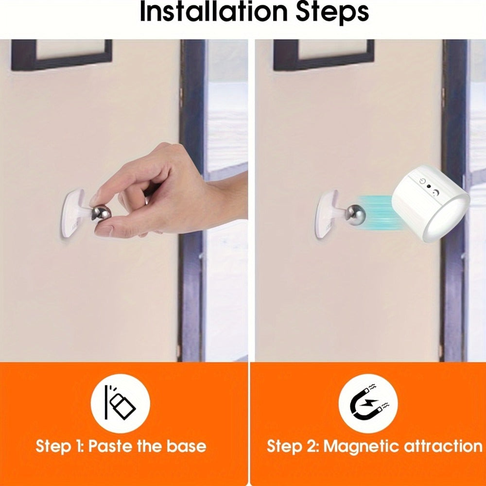Magnetic LED Wall Sconce with 360-Degree Rotation, Three Color Temperatures and One or Two-Light Options