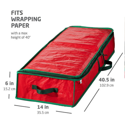 Storage Bag, 40-Inch Holiday Organizer in Red or Green with Zipper Closure, Interior Pockets, Handles and Adjustable Straps