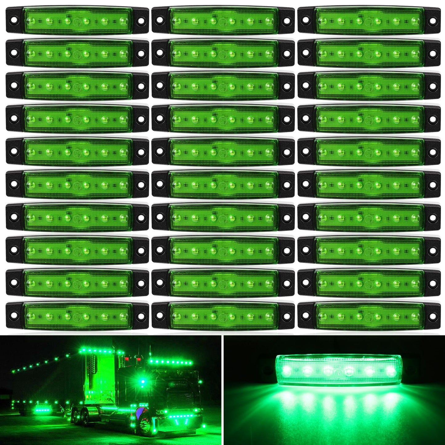 LED Side Marker Lights 30-Pack – 3.8" 6-LED Indicator Lamps for Car, Truck, Trailer & Bus, 12V Multi-Color