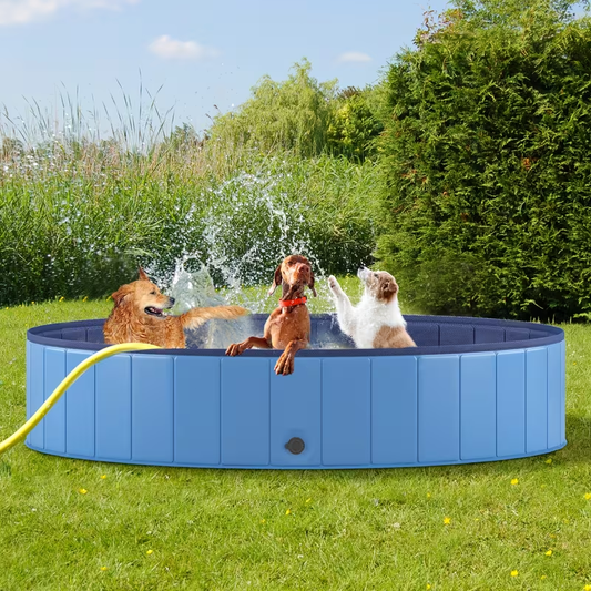 Large Dog Pool Foldable – 1mm Thick Durable Collapsible Plastic Pet Bathing Tub & Outdoor Swimming Pool for Large Dogs, 79 Inch Portable Design