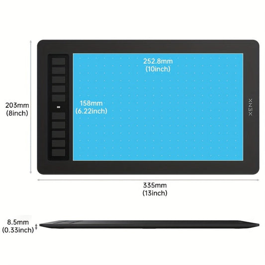 XENX Graphics Drawing Tablet 10 x 6.22 Inch, 8192 Pressure Sensitivity Battery-Free Passive Stylus, 10 Customizable Hotkeys, Compatible with Mac Windows Android, Wacom Alternative for Digital Art Illustration Design Online Teaching