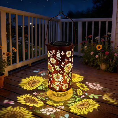 Solar Garden Lights IP65 Pattern Lantern with Hummingbird, Sunflower or Butterfly Designs for Yard Decor