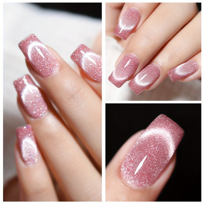 Cat Eye Magnetic Gel Nail Polish Set 6 Colors - Sparkling Stars Dynamic Rhinestone UV LED Soak Off Long Lasting Photo Frame Bottle Nail Art Kit for Women Home Salon