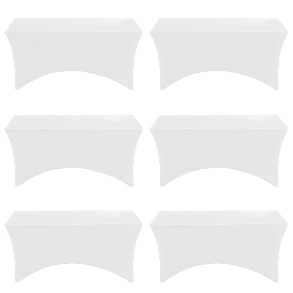6 Pack Spandex Table Covers for 6ft Rectangular Tables – Fitted Stretch Tablecloths Wrinkle Resistant Washable Reusable for Wedding Party Banquet