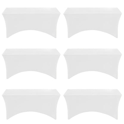 6 Pack Spandex Table Covers for 6ft Rectangular Tables – Fitted Stretch Tablecloths Wrinkle Resistant Washable Reusable for Wedding Party Banquet