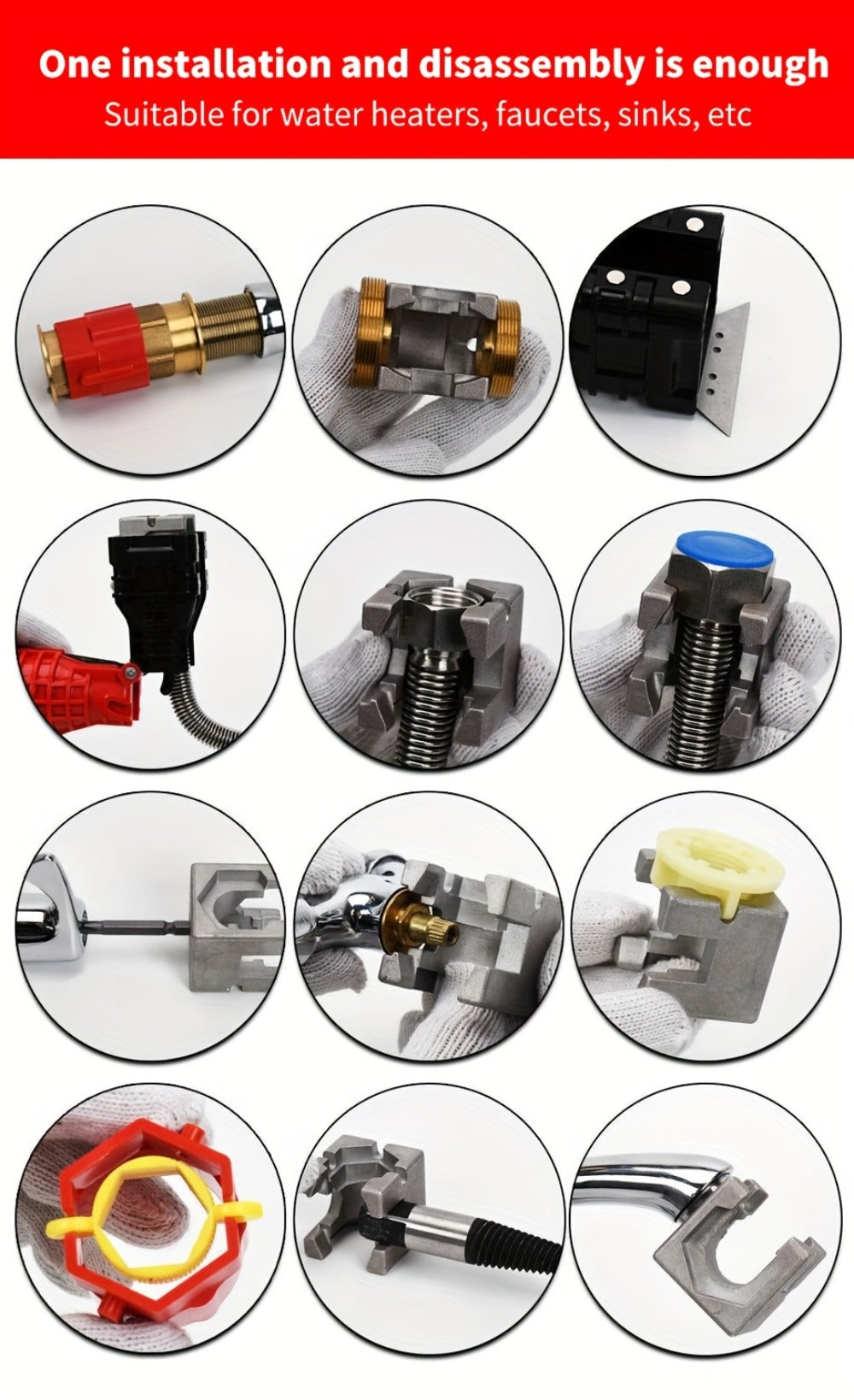 18-in-1 Sink Wrench and Plumbing Tool Kit with Multi-Position Head for Faucet and Basin Hardware Access