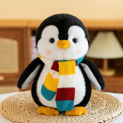 Stuffed Animal Scarf Penguin with Blue or Yellow Accessory Option and One-Piece Configuration