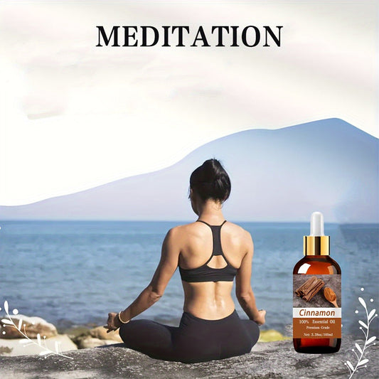 Essential Oil Cinnamon Warm Spicy Aroma in 100ml Bottle for Diffuser, Massage, Meditation and Personal Care