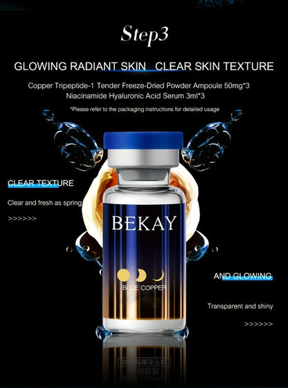 12-Piece BEKAY Skincare Gift Set with Blue-and-Gold Cleanser, Toner, Lotion, Cream and Eye-Care Collection
