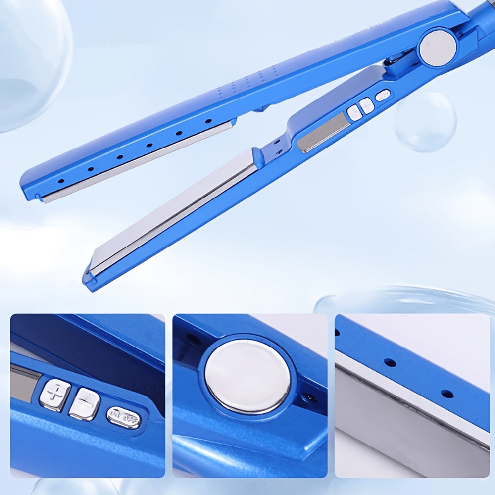 Flat Iron, Curling Iron and Comb Hair Styling Tool Set with Three Pieces in Blue for Home Styling