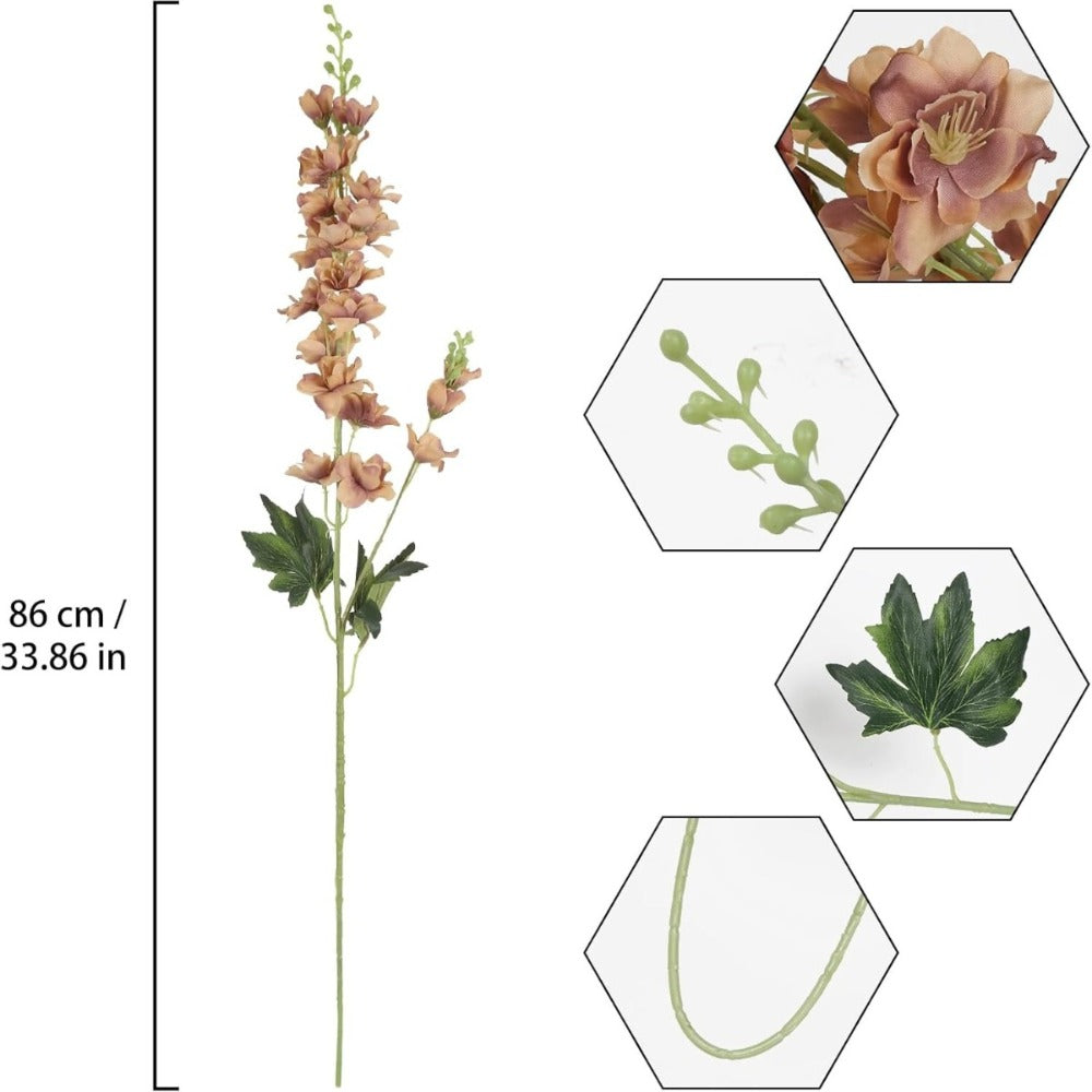 Artificial Flowers Eight-Piece Delphinium Larkspur Set with 33.5-Inch Silk Stems in 11 Colors
