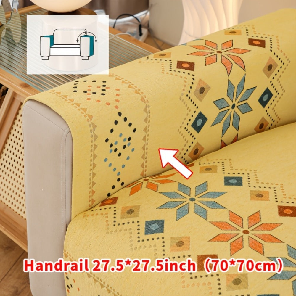 Sofa Cover Bohemian Chenille Jacquard Knit Sections with Anti-Slip Feature for Seat, Armrest or Backrest