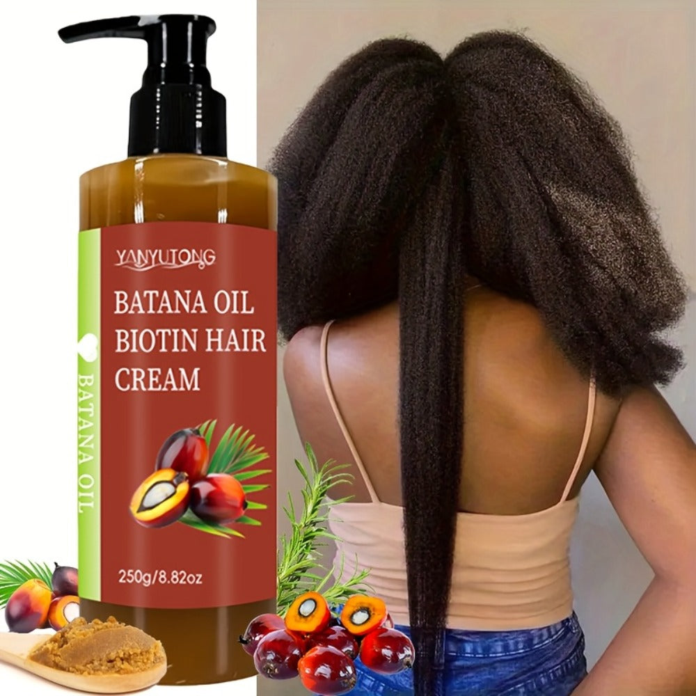Unrefined Batana Oil Cream 250g with Squalane & Shea Butter — Honduras Deep Moisturizing Hair Treatment, Repairs Dry Damaged Hair, Boosts Shine, All Hair Types, Unisex