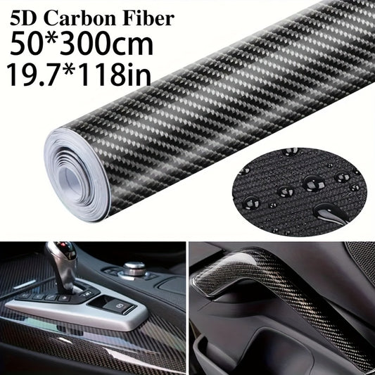 5D Carbon Fiber Vinyl Wrap 50cm x 300cm – Self-Adhesive Car Interior Decor Film, UV Protection, Scratch-Resistant, Dashboard Trim Sticker