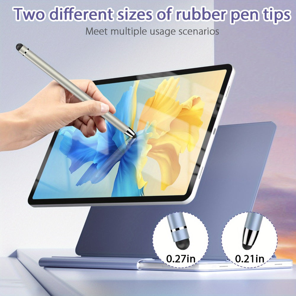5-Piece Dual-Tip Stylus Pen Set with Metal Bodies, Two Rubber Tip Sizes and 10 Replacement Tips