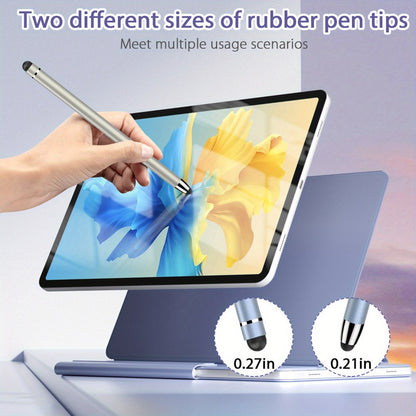 5-Piece Dual-Tip Stylus Pen Set with Metal Bodies, Two Rubber Tip Sizes and 10 Replacement Tips