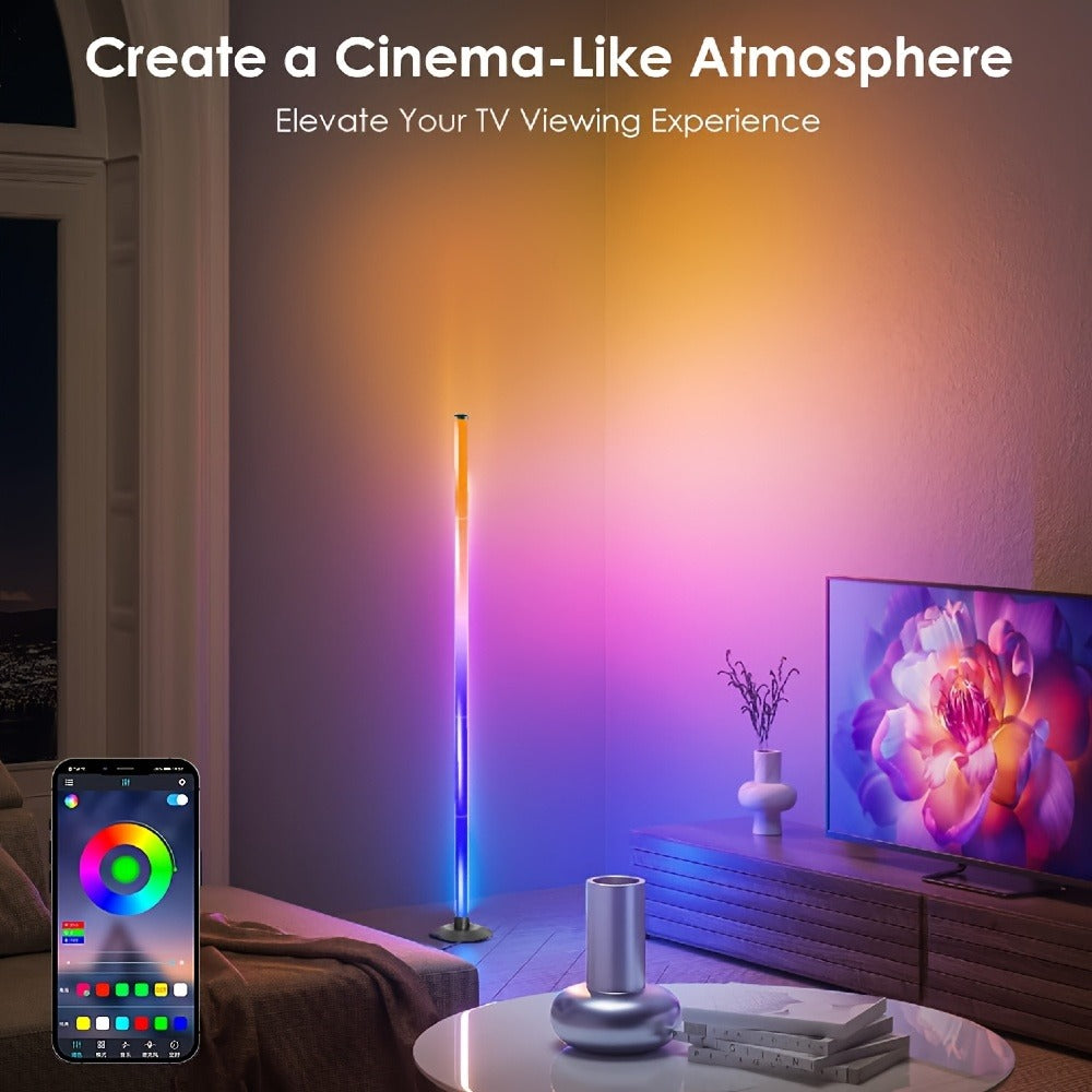 RGB Floor Lamp with Remote Control USB Powered | Color Changing LED Corner Lamp with Adjustable Brightness – Modern Space-Themed Ambient Light for Living Room & Bedroom