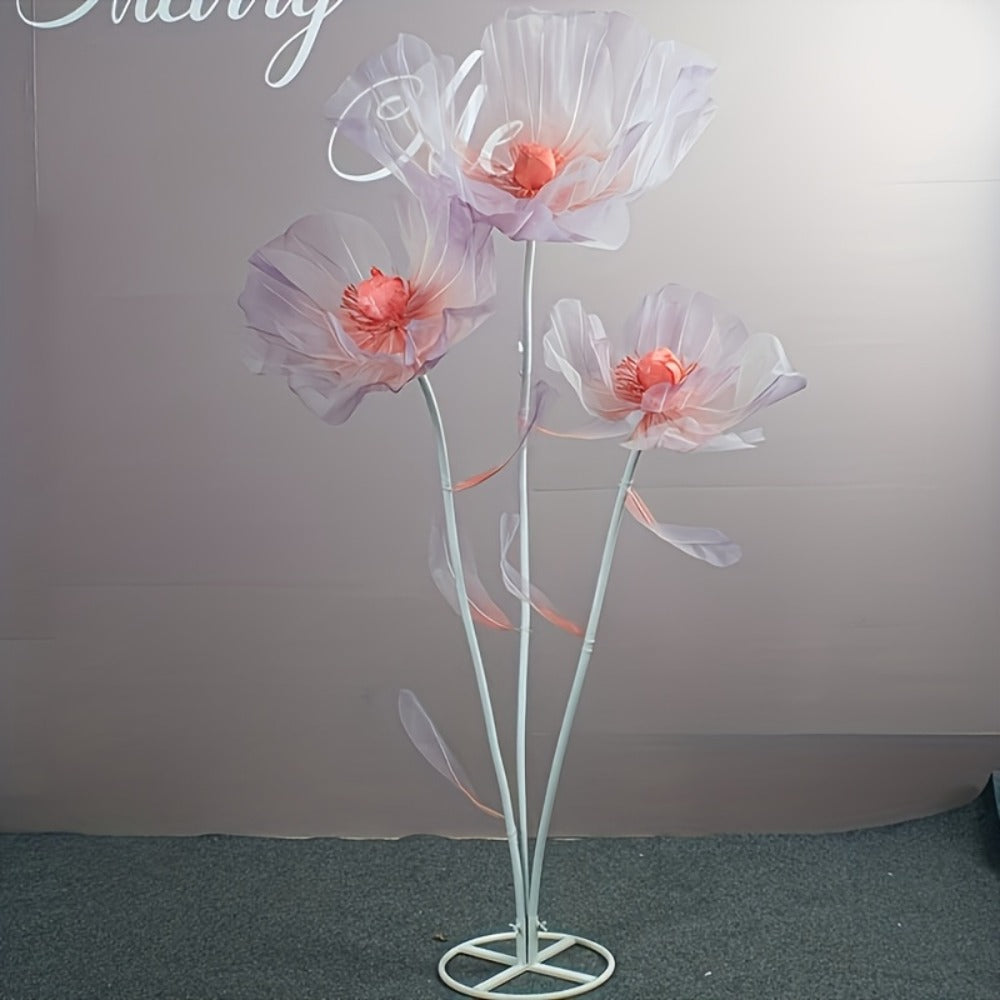 Artificial Flowers Giant Three-Piece Silk Mesh Display Set with Base, Branches and Eight Color Options
