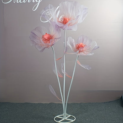 Artificial Flowers Giant Three-Piece Silk Mesh Display Set with Base, Branches and Eight Color Options