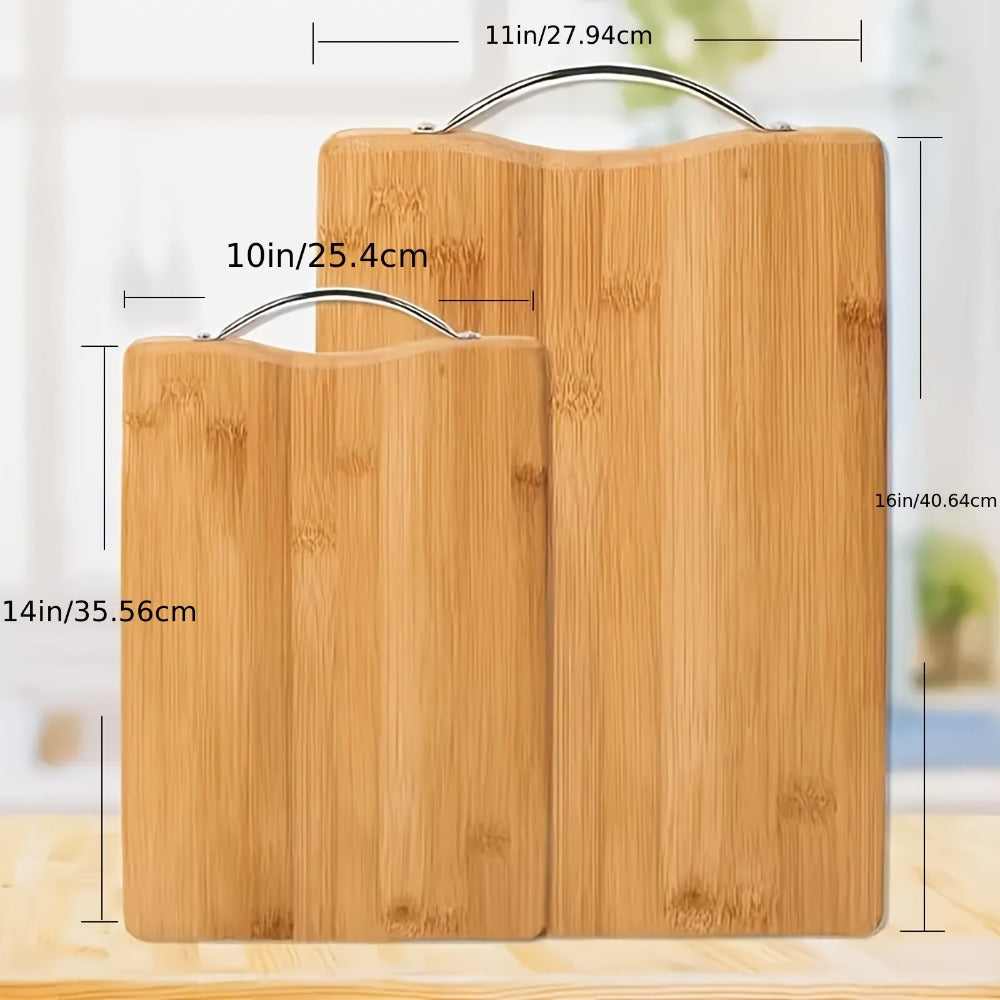8.66 x 12.6-Inch Bamboo Cutting Board with Reversible Flat Surface and Integrated Handle Opening