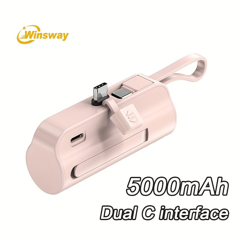Power Bank 5000mAh Capsule with Dual-Port Options, Wireless Charging and Phone Holder in Four Colors