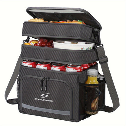 Insulated Lunch Bag for Women Men – Triple Compartment Leakproof Lunch Box with Shoulder Strap, Food-Grade PEVA Lining & 5mm Foam Insulation for Work School