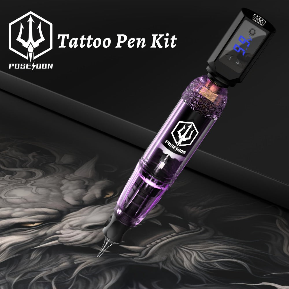 Tattoo Machine Kit Complete Set for Beginners & Artists - Cordless Tattoo Gun 1500mAh Battery 20 Needles 11 Inks LCD Screen Practice Skin Supplies