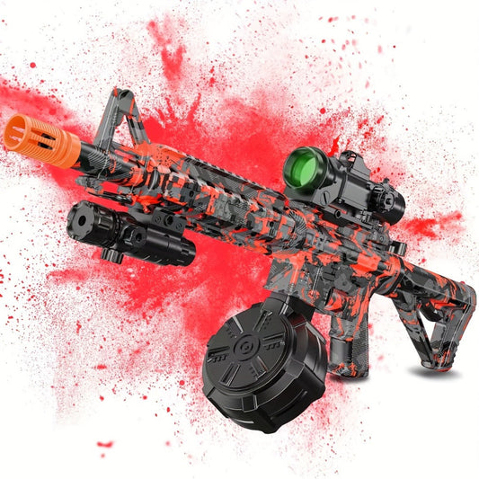 Large Drum Magazine Automatic Dual Mode Foam Blaster – Full Auto & Semi-Auto Outdoor Team Battle Toy Gun for Kids Boys Ages 8+, Christmas Birthday Gift Red