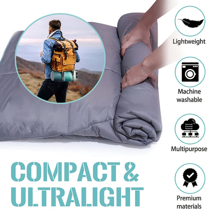 Quilted Camping Blanket in Nine Printed or Solid Designs, Each with Displayed 55 x 79-Inch Size and Roll Bag