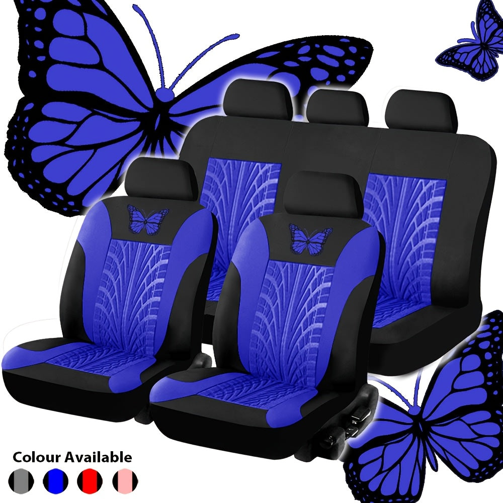 Car Seat Covers 5-Seat Universal Fit – Butterfly Tire Pattern, Thickened Polyester Sponge, Breathable & Dust-Proof (11 Colors)