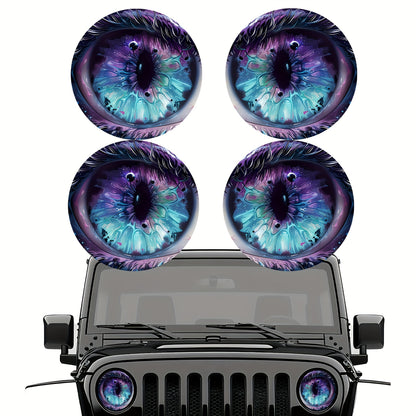 3D Beast Eye Headlight Stickers – Funny Car Headlight Decals for Jeep Round Headlights, Truck Body, Bumper & Window Decoration, Reusable PVC Glossy Stickers (1 or 2 Pairs)