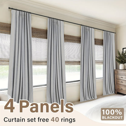 Four-Panel Textured Window Curtain Set in Ten Colors and 50-Inch Width with Four Exact Length Options