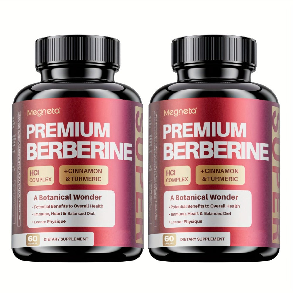 Berberine with Ceylon Cinnamon, Turmeric & Black Pepper – Premium Blood Sugar Support, Vascular Health & Digestive Wellness Capsules | 60 Capsules 1 Month Supply | 1, 2 or 3 Bottle Pack