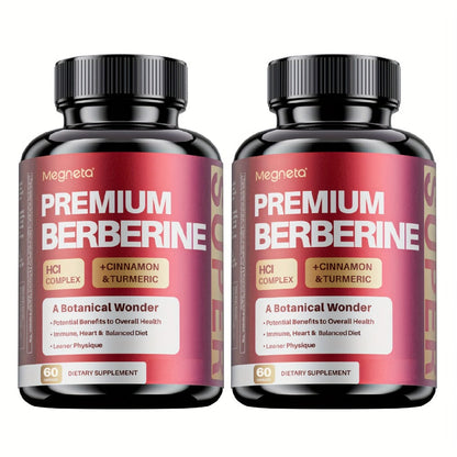 Berberine with Ceylon Cinnamon, Turmeric & Black Pepper – Premium Blood Sugar Support, Vascular Health & Digestive Wellness Capsules | 60 Capsules 1 Month Supply | 1, 2 or 3 Bottle Pack