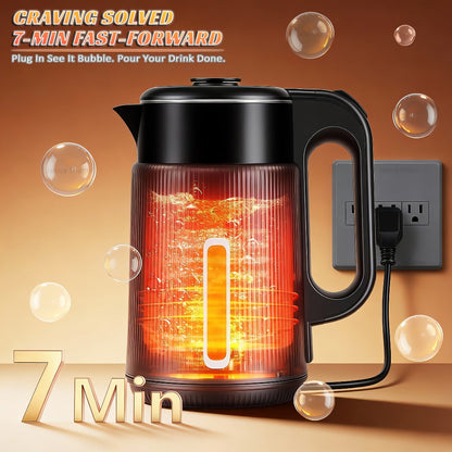 Electric Kettle 1.7L 1000W Double-Wall Stainless Steel with LED Indicator and 360-Degree Base