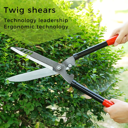 Long-Handle Hedge and Twig Shears, 20.4 Inches Overall with 10.8-Inch Blades and Red Grip Ends