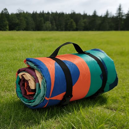 Large Padded Picnic Blanket with Carry Straps in Geometric, Palm-Village or Tropical Leaf Prints