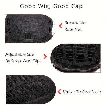 Synthetic Wig 10-Inch Short Body Waves in Natural Black with Adjustable Cap for Daily Style