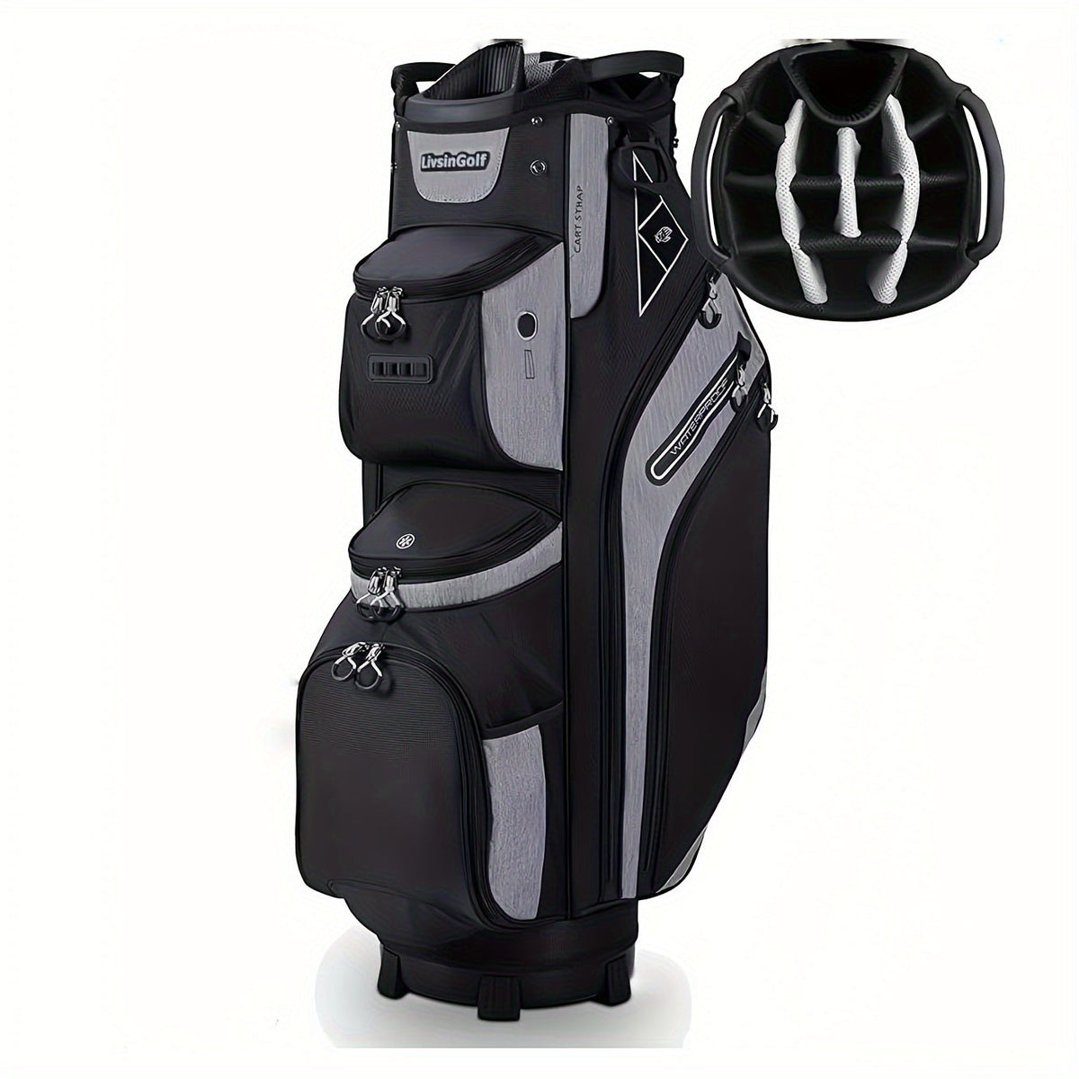 Golf Cart Bag with Full-Length Dividers – Sturdy Spacious Stand Bag with Multiple Pockets for Golf Club Organization, Accessories Storage, Men & Women Golfers