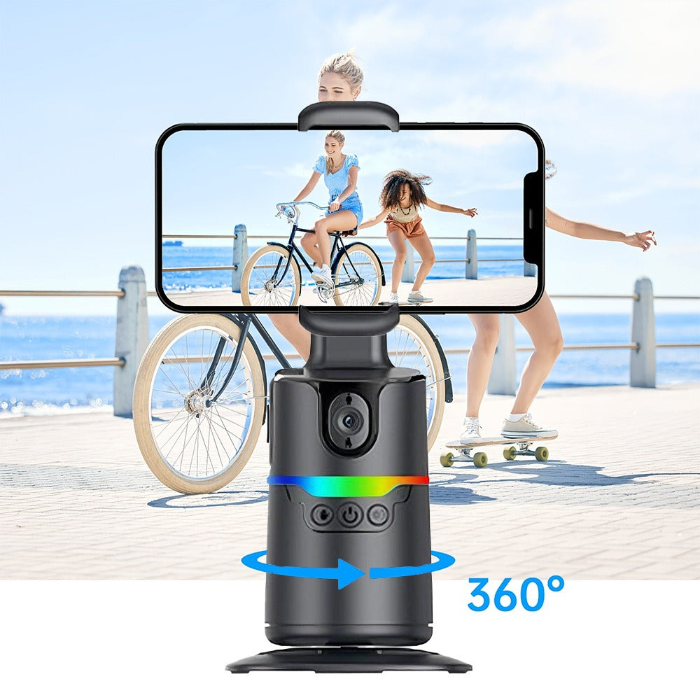 360° Auto-Tracking Phone Holder with Detachable Remote, Rechargeable Battery and Tripod Mount